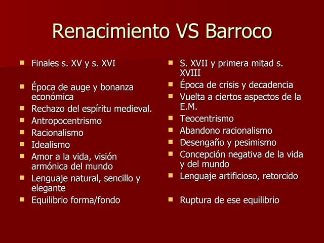Diferencias entre el Renacimiento y el Barroco